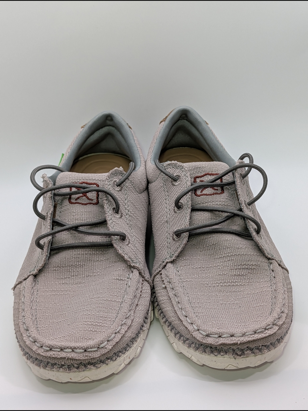TWISTED X Woman "Zero X" EcoTWX Grey Fabric Boat Shoes Size 7.5 M